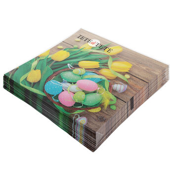 Tete A Tete Serwetki Easter Basket And Tulips 3-Warstwowe 33X33Cm Składane 1/4 20Szt. W Paczce