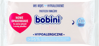 Bobini Baby Chusteczki Dla Niemowląt 60Szt. Hypoalergiczne Z Mleczkiem Owsianym