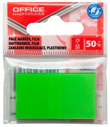 Office Products Zakładki indeksujące PP, 25x43mm, 1x50 kart., zawieszka, zielone 