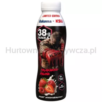Bakoma & KSW Jogurt pitny truskawka-malina z wysoką zawartością białka 380g
