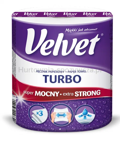 Velvet Ręcznik w roli celulozowy Turbo, 3-warstwowy, 340 listków, biały