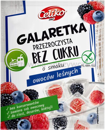 Galaretka Przezroczysta Bez Cukru O Smaku Owoców Leśnych Bezglutenowa 14 G - Celiko [BIO]