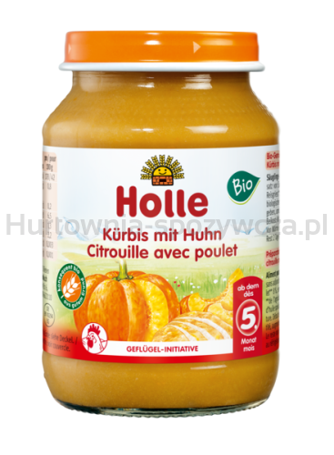 Dynia Z Kurczakiem Bez Dodatku Cukrów Bezglutenowe Od 5 Miesiąca Bio 190 G (Słoik) - Holle [BIO]