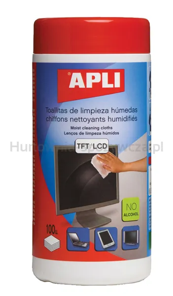 Ściereczki do czyszczenia ekranów APLI, tuba, 100szt.