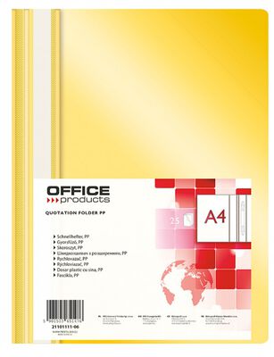 Office Products Skoroszyt, PP, A4, miękki, 100/170mikr., żółty [BIURO]