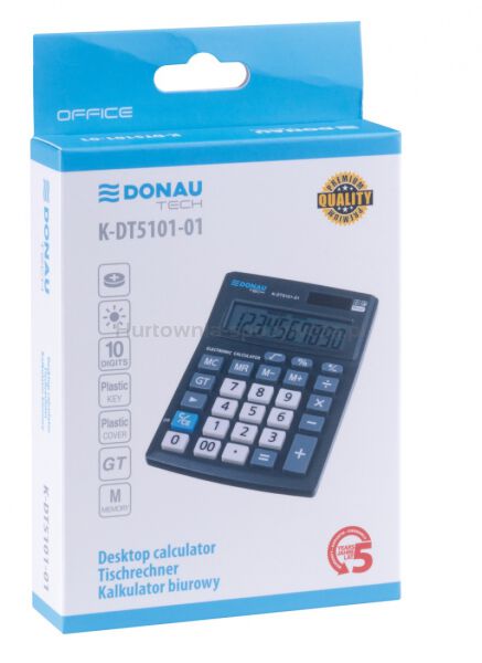 Donau Kalkulator biurowy TECH OFFICE, 10-cyfr. wyświetlacz, wym. 137x101x30mm, czarny  - 4