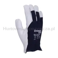 Rękawice Robocze Donau Safety, Skóra Kozia Po Stronie Dłoni, Ściągacz, Rozm. 10/Xl, Biało-Granatowe - 2