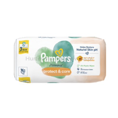 Pampers Harmonie Protect & Care Chusteczki nawilżane dla dzieci 3 opakowania = 132 chusteczki