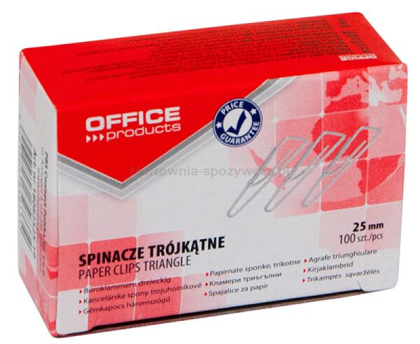 Office Products Spinacze trójkątne 25mm, 100szt., srebrne 