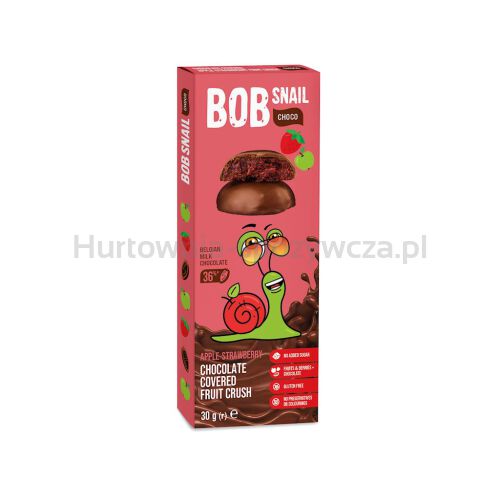 Przekąska Choco Jabłko - Truskawka W Mlecznej Czekoladzie Bielgijskiej Bez Dodatku Cukru Bezglutenowa 30 G - Bob Snail [BIO]