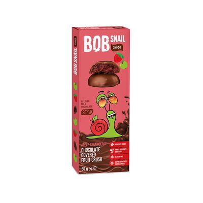 Bob Snail  Przekąska Choco Jabłko - Truskawka W Mlecznej Czekoladzie Bielgijskiej Bez Dodatku Cukru Bezglutenowa 30 G - Bob Snail [BIO]