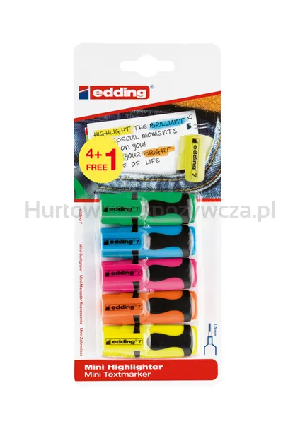 Edding Mini zakreślacz e-7 1-3 mm, 5 szt., mix kolorów, blister 