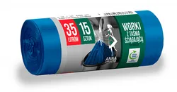 Worki na śmieci ANNA ZARADNA, z taśmą ściągającą, supermocne, 35 l, 15 szt., niebieskie