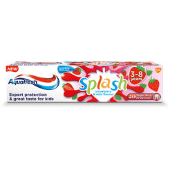Aquafresh Splash Pasta Do Zębów Dla Dzieci W Wieku 3-8 Lat Do Zębów Mlecznych I Stałych O Smaku Truskawkowym 50 Ml