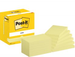 Bloczek Samoprzylepny Post-It, 76X127Mm, 12X100 Kart., Żółty 