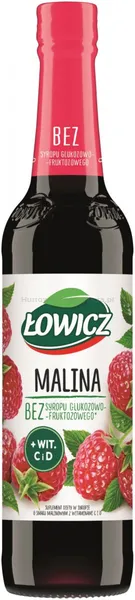 Syrop owocowy ŁOWICZ, malinowy, 400ml