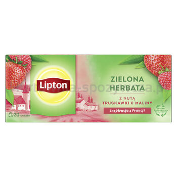 Lipton herbata zielona o smaku maliny i truskawki 20tb