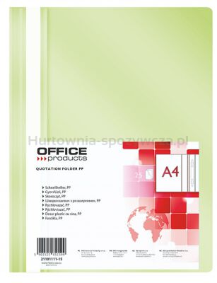 Office Products Skoroszyt, PP, A4, miękki, 100/170mikr., jasnozielony [BIURO]