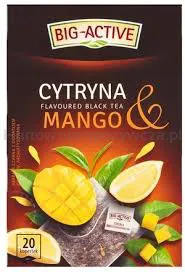 Big Active Herbata Czarna Aromatyzowana O Smaku Mango I Cytryny. 20 Torebek X 2G