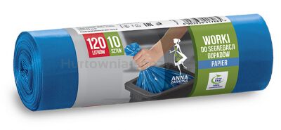 Worki do segregacji odpadów ANNA ZARADNA, papier, 120 l, 10szt., niebieskie, niebieski