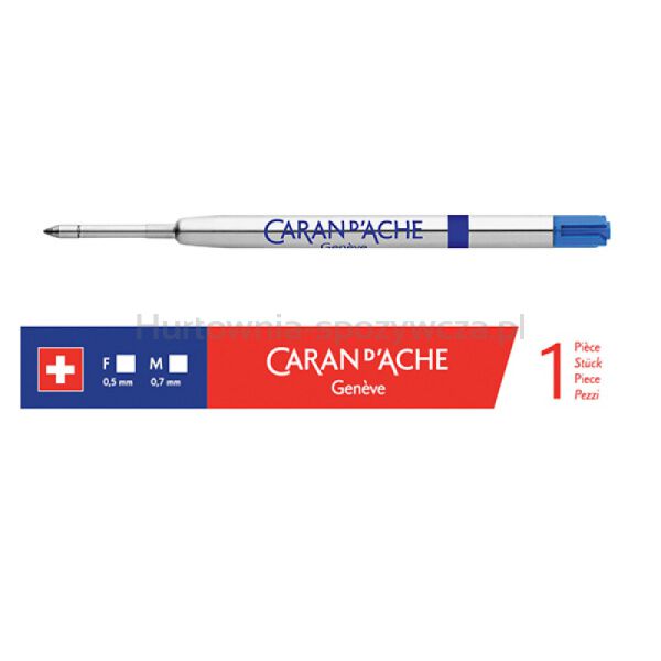 Wkład CARAN D'ACHE, do pióra kulkowego 849, M, niebieski - 3