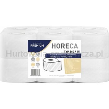 Horeca Premium Papier Toaletowy Jumbo Mini Typ 260/15 12 Rolek 3-Warstwowy