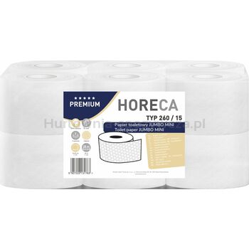 Horeca Premium Papier Toaletowy Jumbo Mini Typ 260/15 12 Rolek 3-Warstwowy