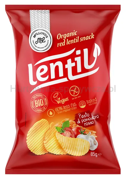 Chipsy Z Czerwonej Soczewicy O Smaku Pesto Rosso Bezgl. Bio 85 G