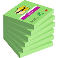 Post-It Karteczki samoprzylepne Super Sticky (654-6SS-AW), 76x76mm, 1x90 kartek, zielone [BIURO]