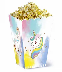 Pudełko na popcorn PARTY GO Unicorn, 11,5x14,5cm, 6 szt., różowe