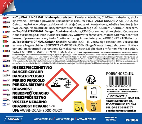 Preparat myjący do posadzek matowych TENZI, Topefekt Normal, 5l
