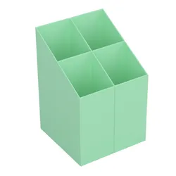 Przybornik Na Biurko Ico Kwadratowy, Plastikowy, 4 Komory, Pastelowy Zielony