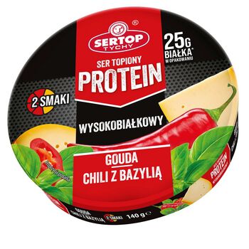 Sertop Ser Topiony Gouda/ Chili Z Bazylią Protein Krążek 140 G