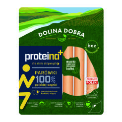 Proteina+ parówki 100% polskiej szynki 200g Dolina Dobra
