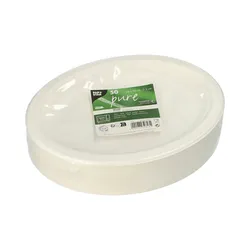 Talerze Z Trzciny Cukrowej &Quotpure&Quot Owalne 26 Cm X 20 Cm X 2 Cm Kolor: Biały 50 Szt.