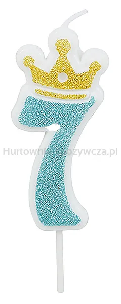 Świeczka PARTY GO, cyfra 7, 6,8cm, niebieska