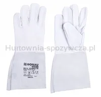 Rękawice spawalnicze DONAU SAFETY DS-WELTIG, TIG, skóra kozia, rozm. 9/L, biało-szare - 3