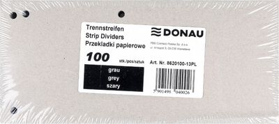 Donau Przekładki Karton 1/3 A4, 235x105mm, 100szt., szare [BIURO]