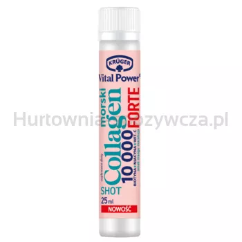 Krüger Vital Power Shot Collagen morski 10000 Forte, biotyna + niacyna + witamina C, płyn w ampułkach, 25 ml