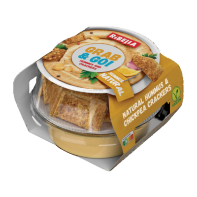 Ribella Grab & Go Hummus naturalny z krakersami z ciecierzycy 130g