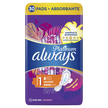 Always Podpaski Ze Skrzydełkami Platinum Normal 30 Sztuk