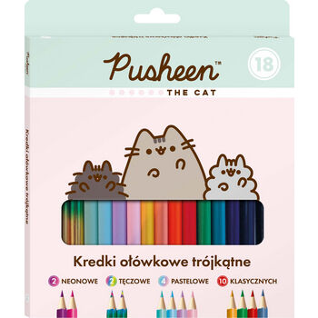 Kredki ołówkowe trójkątne 18 kolorów Pusheen