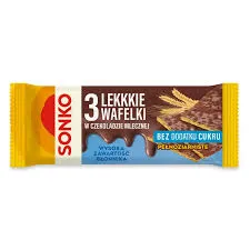 Sonko 3 Lekkkie wafelki w czekoladzie mlecznej bez dodatku cukru 36g