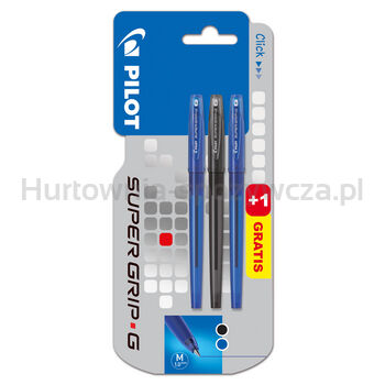 Pilot długopis Super Grip G ze skuwką niebieski 1szt + czarny 1 szt + niebieski 1 szt gratis GRATIS