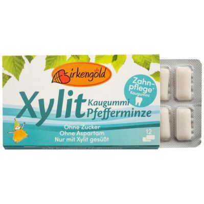 Guma Do Żucia Z Ksylitolem O Smaku Mięty Pieprzowej (12 Szt.) 17 G - Birkengold [BIO]