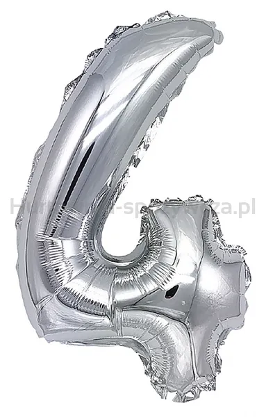 Balon foliowy PARTY GO, cyfra 4, 80cm, srebrny