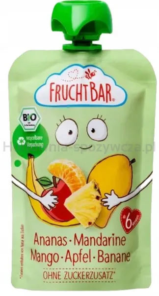 Mus ananas, mandarynka, mango, jabłko, banan BIO 100 g