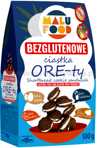 Ciastka Ore-Ty Bez Cukru Bezglutenowe 100 G - Malu Food [BIO]