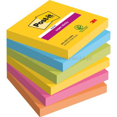 Post-It Karteczki samoprzylepne Super Sticky, CARNIVAL, 76x76mm, 6x90 kart. [BIURO]