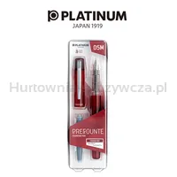 Pióro wieczne Platinum Prefounte Crimson Red, M, w plastikowym opakowaniu, na blistrze, bordowe - 4